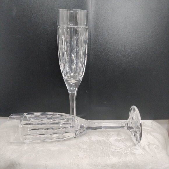Set Of 2 Ralph Lauren Crystal ‘Aston’ 9.5” Champagne Flutes - Picture 8 of 13